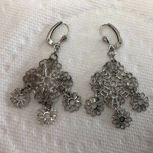 Vintage Silver Plated Fashion Earrings Chandelier Style w Lever Back Size OS